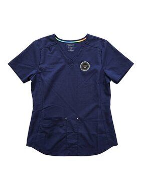 NWT | SCRUBSTAR Ultimate Navy Yoga Performance V-Neck Scrub Top Pockets | Large